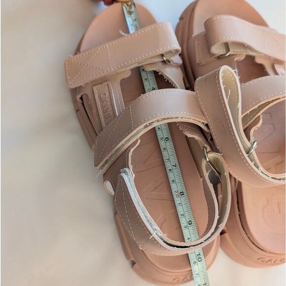 Ganni Pink Recycled Rubber Logo Open Round Toe Strap Sandals, size EU39/US9 - Picture 8 of 8